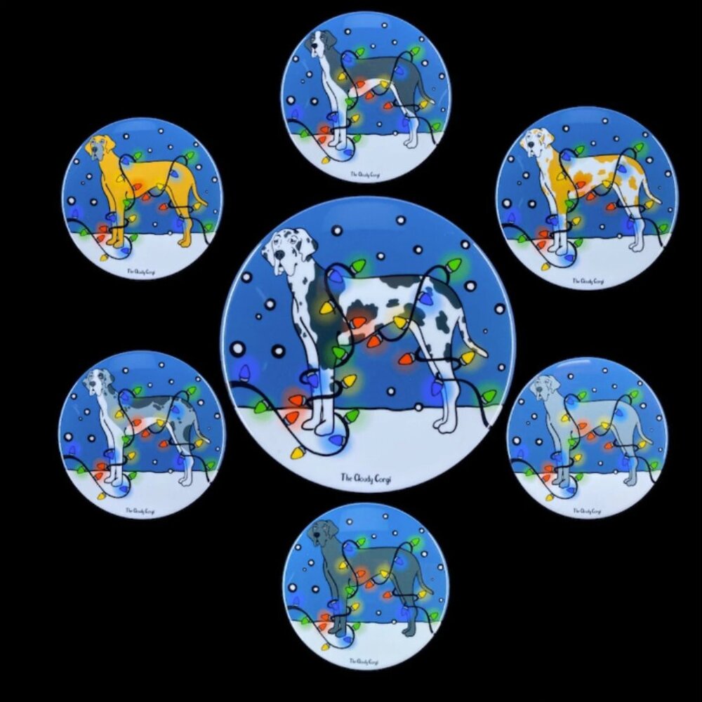 Great Dane Dog Christmas Pin, Magnet, Keychain, Bottle Opener or Mini Ornament